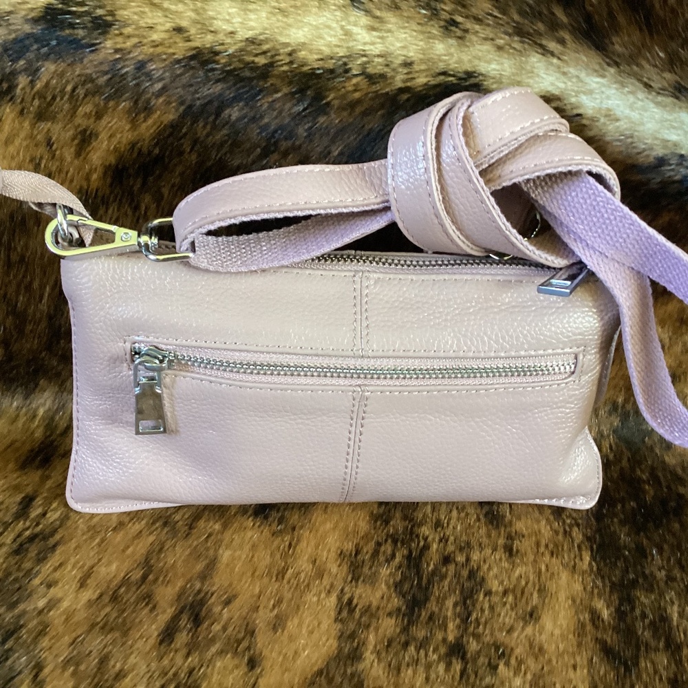Lecxci Dusty Rose Pebbled Leather Crossbody Handbag